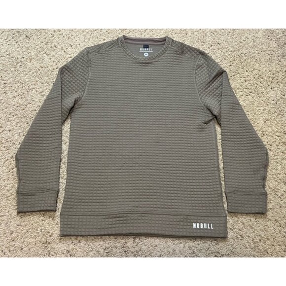 Nobull Taupe Brown Waffle Quilted Crewneck Pullover Sweatshirt Size Medium EUC - Picture 1 of 4